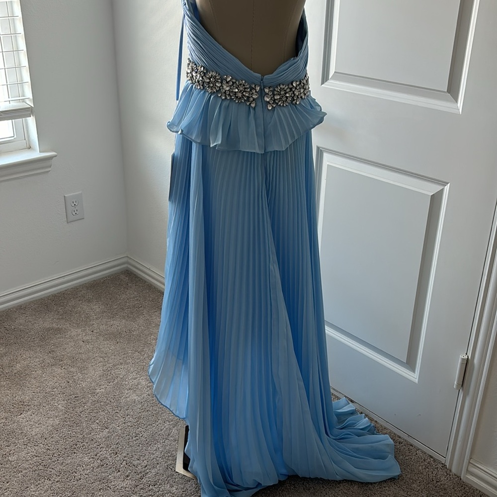 Mac Duggal Ruffle Pleated One-Shoulder High-Low Gown - Picture 8 of 9